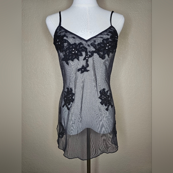 Chico's Other - Vtg‎ Victoria's Secret Black Lace Garters Slip Dress! Size 34B Excellent